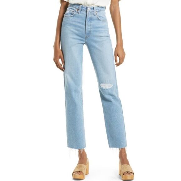 Levi’s Ribcage Ripped Straight Leg Ankle Jeans Size 31 - Picture 1 of 15